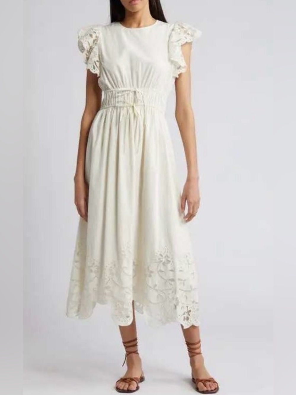 Cleobella Cream Eyelet Detail Midi Dress